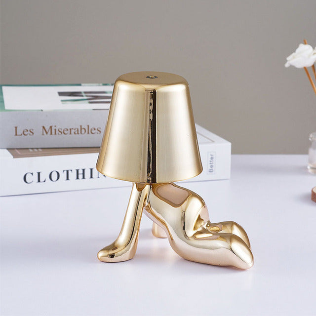 Golden Statue Lamp Creative LED Charging Atmosphere Night Light